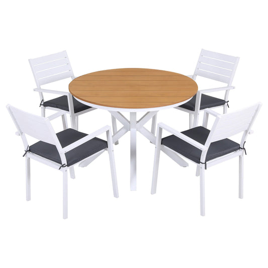 Somers | Coastal White Aluminum Square 4 Seater Outdoor Door Table Set | White
