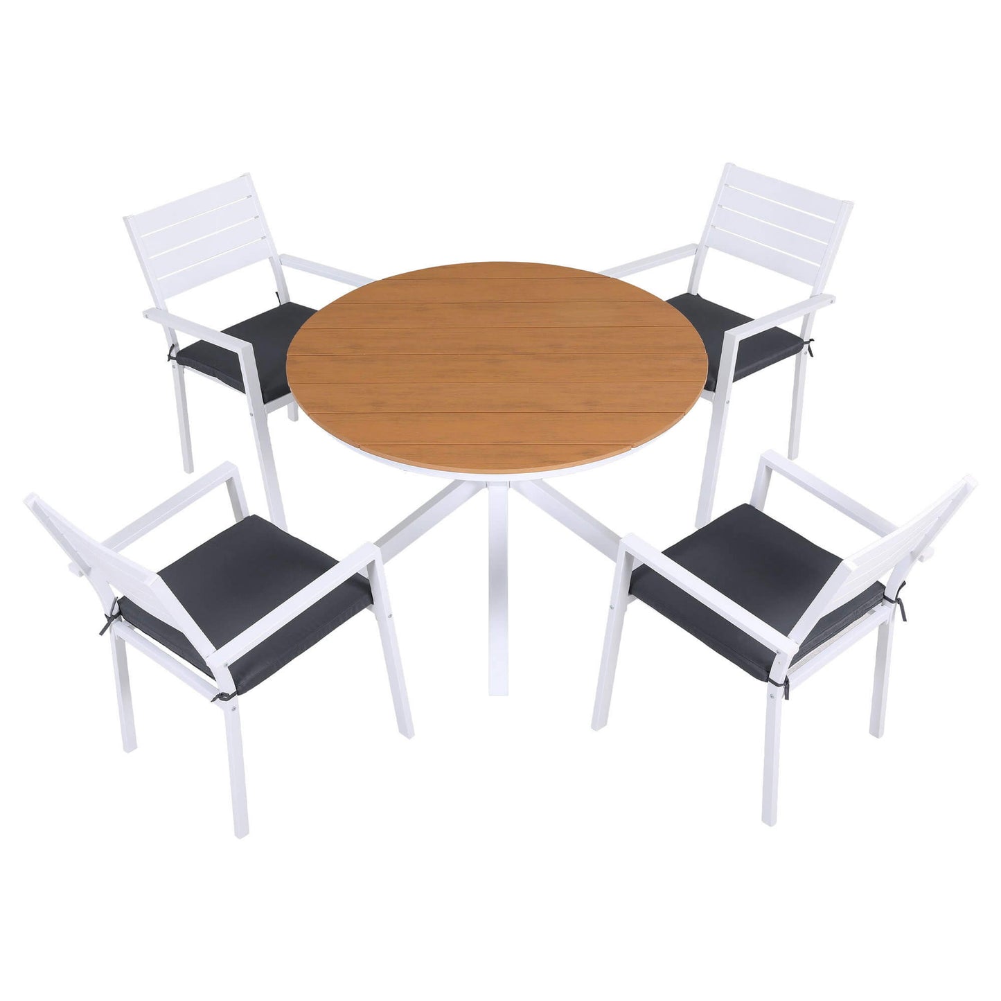 Somers | Coastal White Aluminum Square 4 Seater Outdoor Door Table Set | White