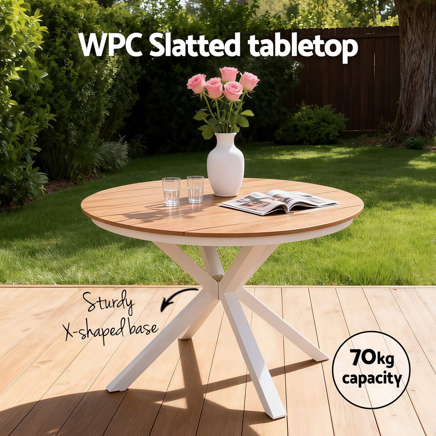 Somers | Coastal White Aluminum Square 4 Seater Outdoor Door Table Set | White