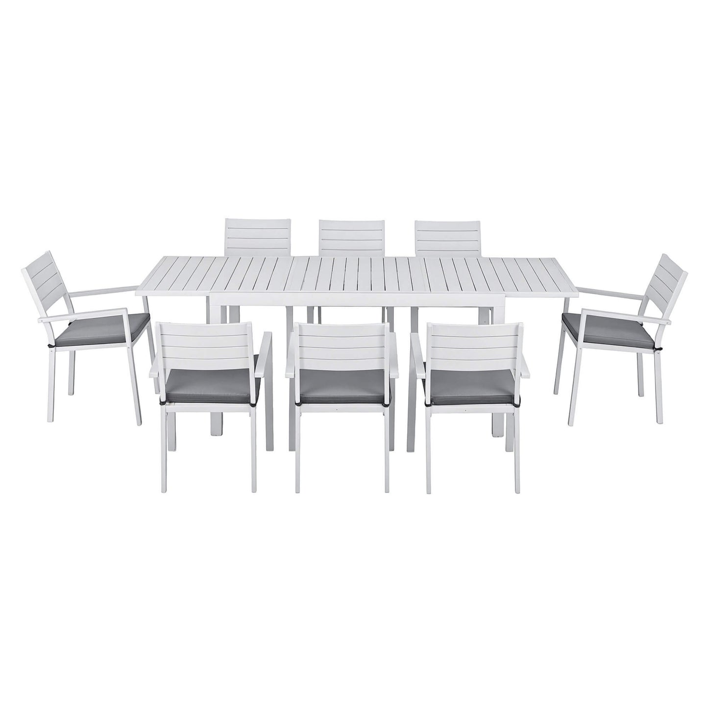 Somers | Coastal Black White Aluminium Extendable 9 Seater Outdoor Door Table Set | White