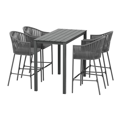 Southbank | Rope Steel Black Grey Indoor Outdoor Bar Stool Table Set | Black