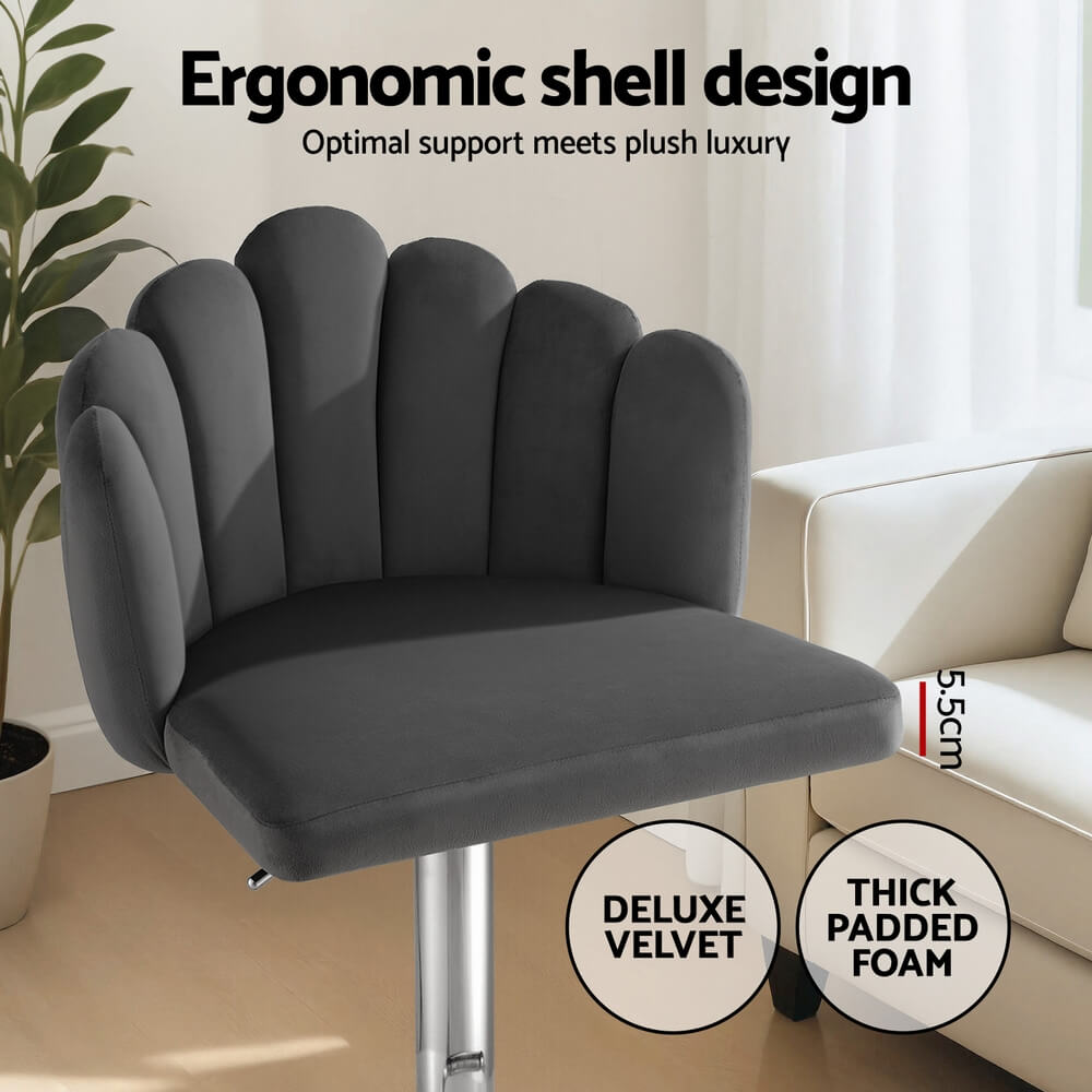 Spencer | Modern Adjustable Grey Velvet Bar Stools | Grey