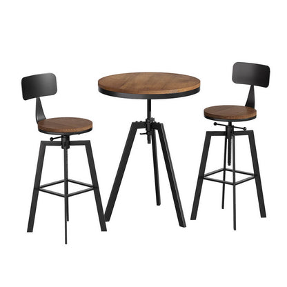 Stanley | Industrial Metal Black Wooden Bar Stool Table Set | Black