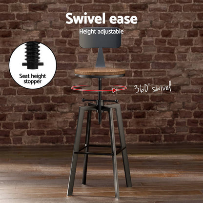 Stanley | Industrial Metal Black Wooden Bar Stool Table Set | Black