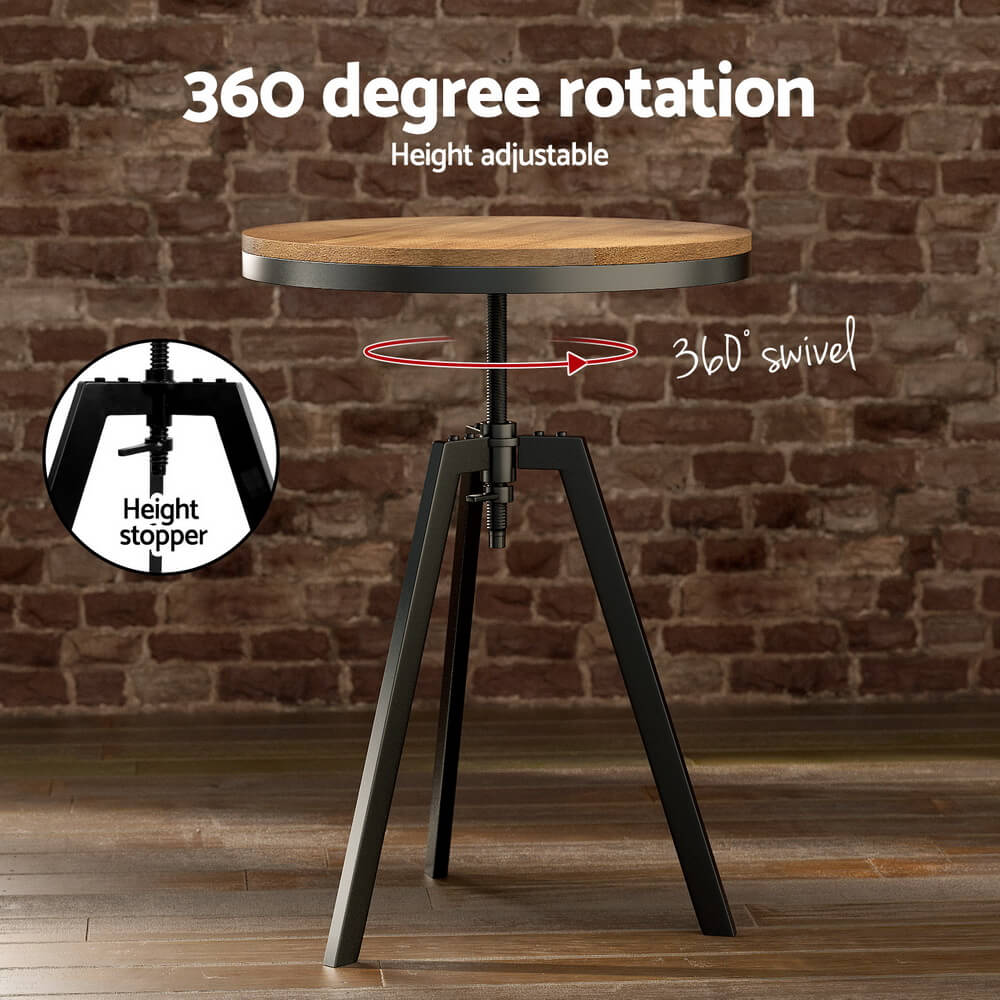 Stanley | Industrial Metal Black Wooden Bar Stool Table Set | Black