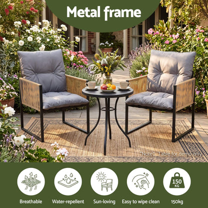 Staplyton | Coastal Natural Wicker Black Metal Dining Chairs With Arms | Set Of 2 | Black