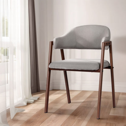 Staplyton | Scandinavian Grey Fabric Dining Chairs With Arms | Grey