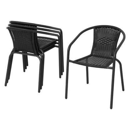 Stillwater | Coastal Black Steel Stackable 4 Seater Outdoor Dining Table Set | Black