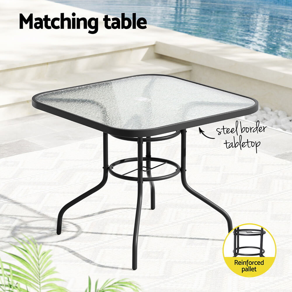 Stillwater | Coastal Black Steel Stackable 4 Seater Outdoor Dining Table Set | Black