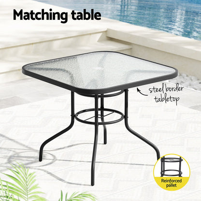Stillwater | Coastal Black Steel Stackable 4 Seater Outdoor Dining Table Set | Black