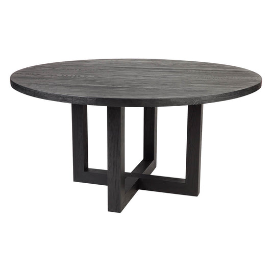 Stillwater | Contemporary Black White 1.5m Wooden Round Dining Table | Black
