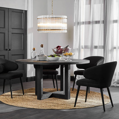 Stillwater | Contemporary Black White 1.5m Wooden Round Dining Table | Black