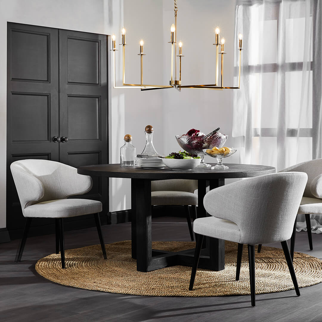 Stillwater | Contemporary Black White 1.5m Wooden Round Dining Table | Black