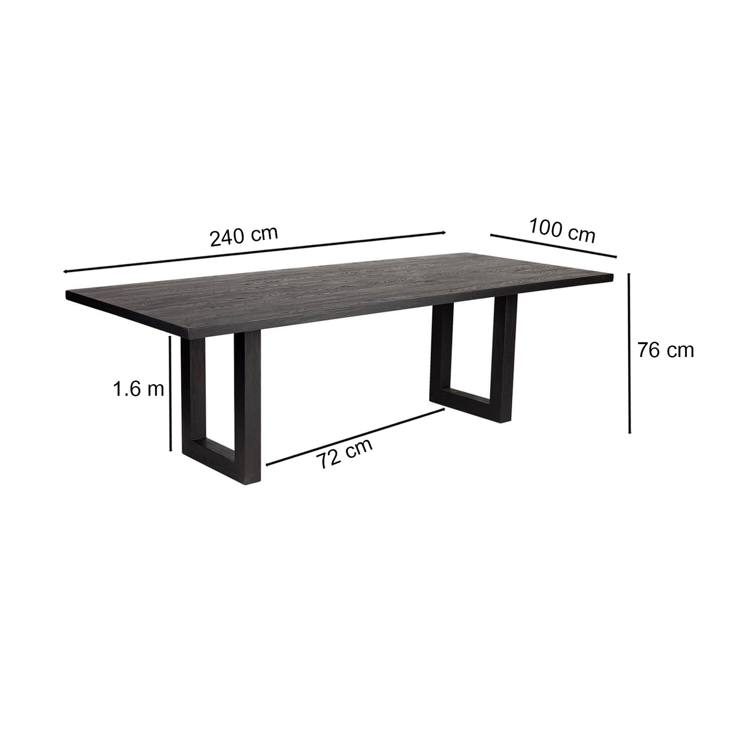 Stillwater | Contemporary Black White 2.4m Wooden Rectangular Dining Table | Black