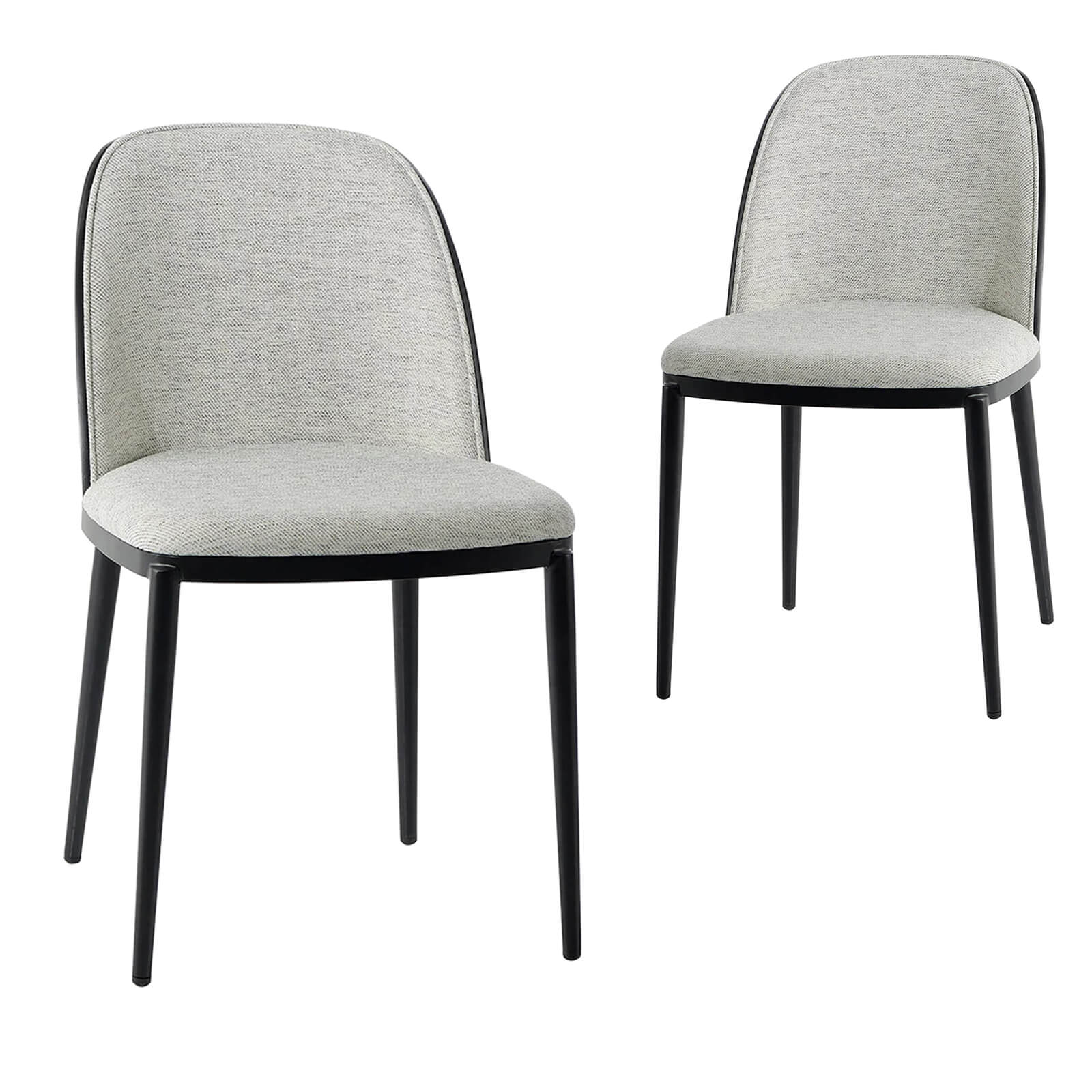 Stockton | Modern Metal Grey Fabric Dining Chairs | Set Of 2 | Silver grey