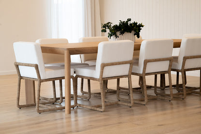 Stonehurst | Coastal White Fabric Robe Weave Metal Dining Chair