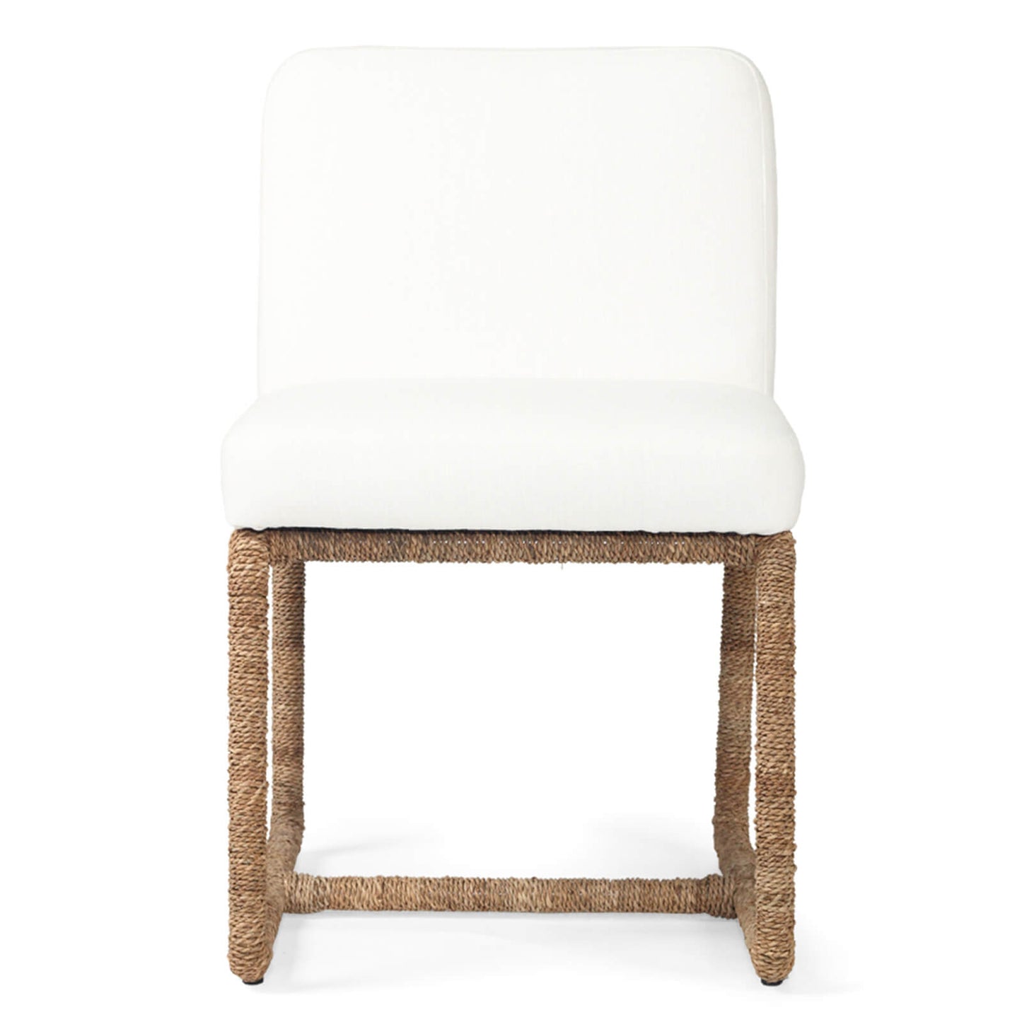 Stonehurst | Coastal White Fabric Robe Weave Metal Dining Chair