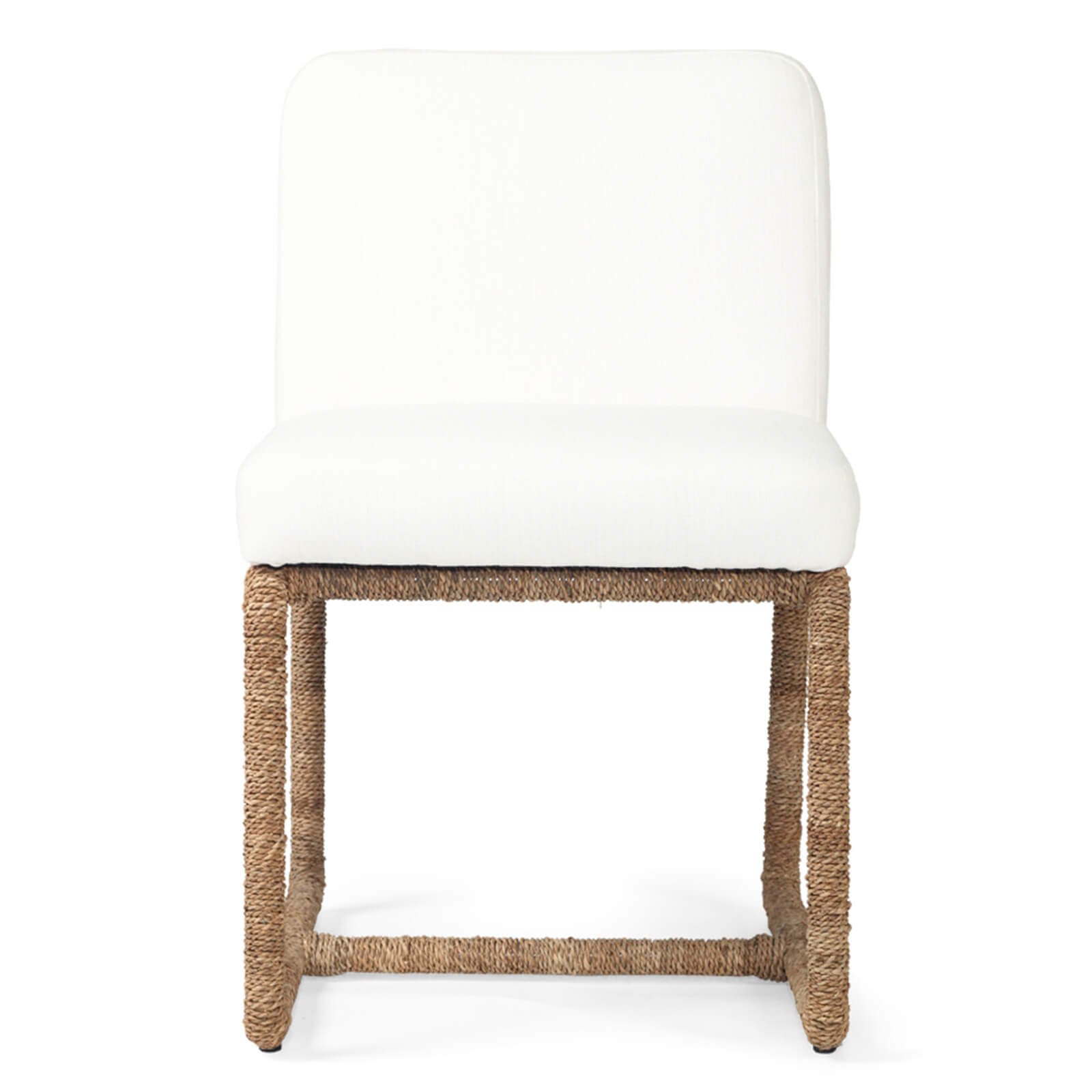 Stonehurst | Coastal White Fabric Robe Weave Metal Dining Chair