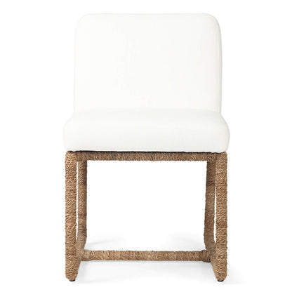 Stonehurst | Coastal White Fabric Robe Weave Metal Dining Chair