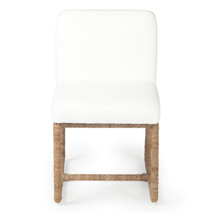Stonehurst | Coastal White Fabric Robe Weave Metal Dining Chair