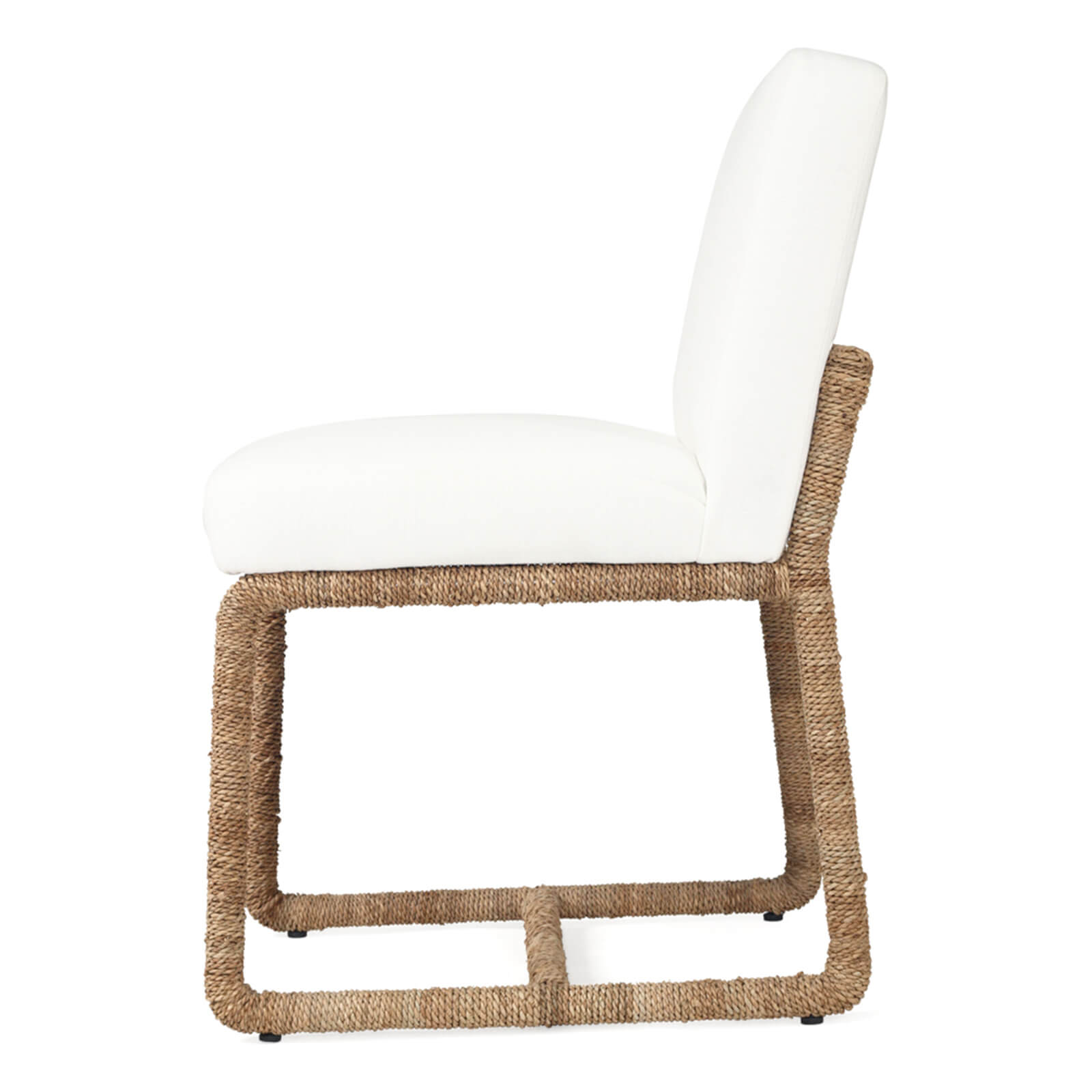 Stonehurst | Coastal White Fabric Robe Weave Metal Dining Chair