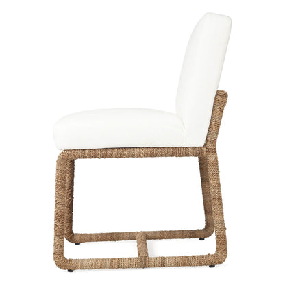 Stonehurst | Coastal White Fabric Robe Weave Metal Dining Chair
