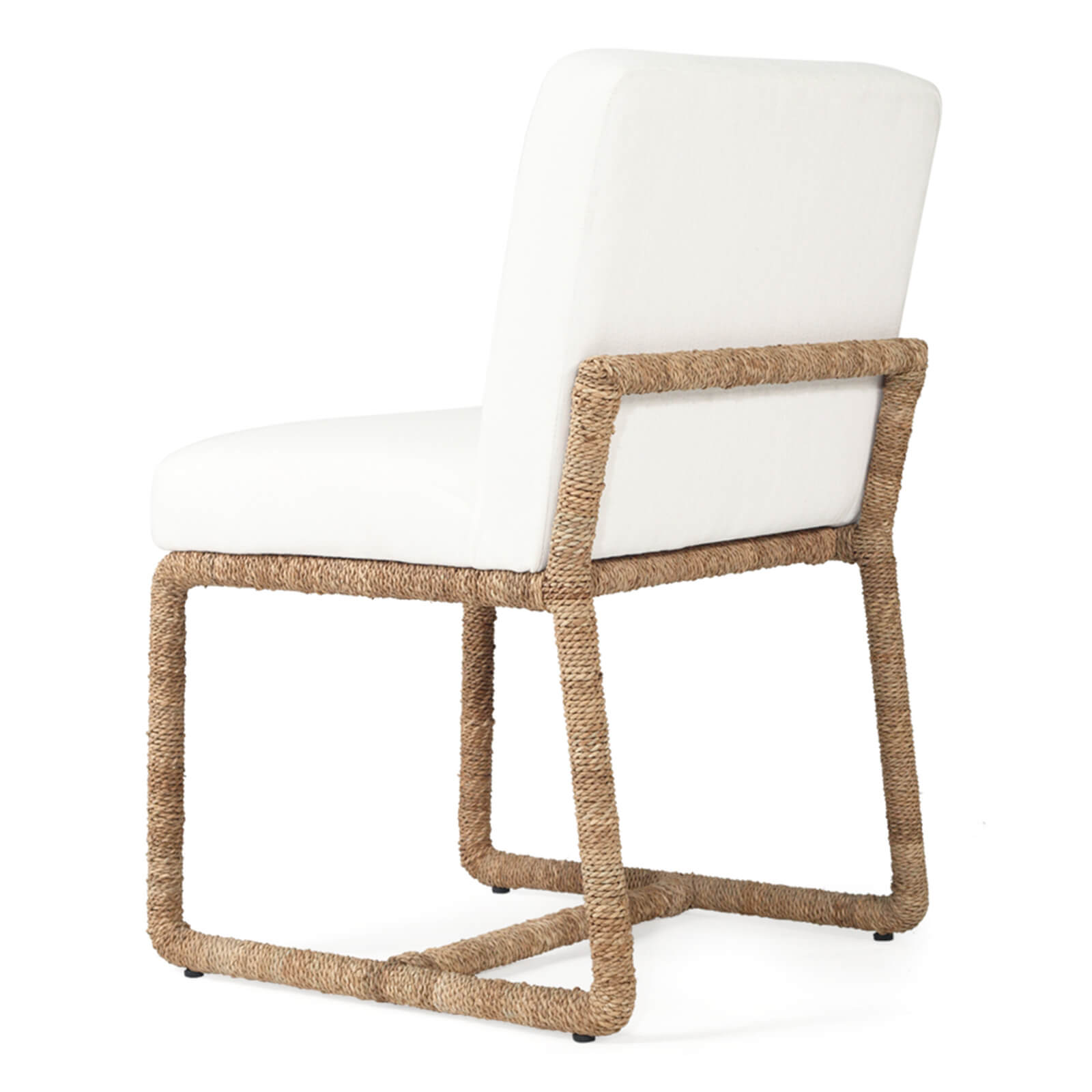 Stonehurst | Coastal White Fabric Robe Weave Metal Dining Chair