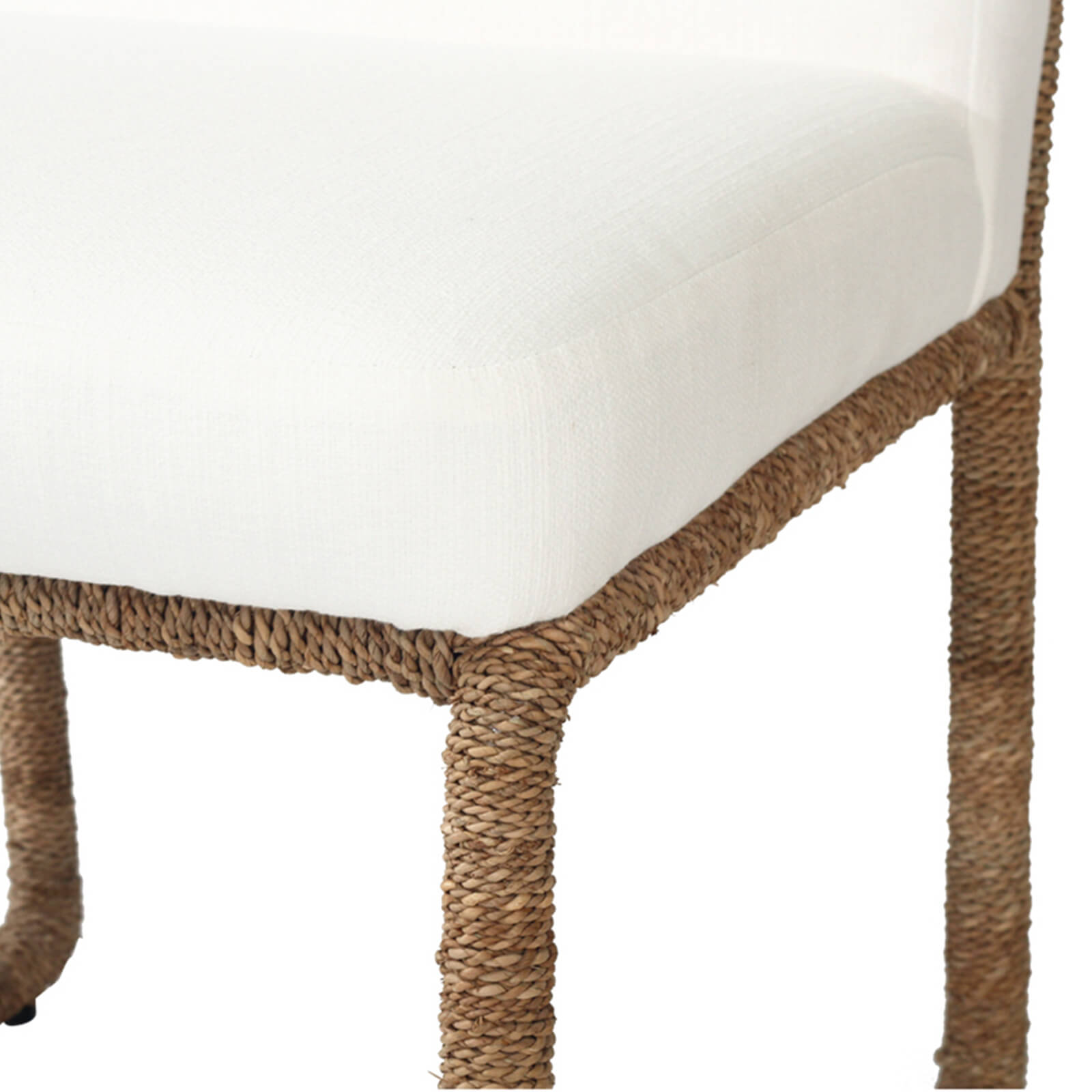 Stonehurst | Coastal White Fabric Robe Weave Metal Dining Chair