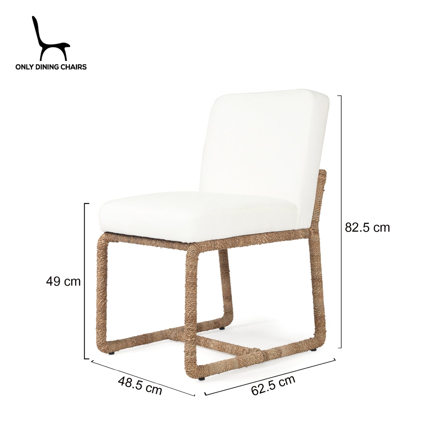 Stonehurst | Coastal White Fabric Robe Weave Metal Dining Chair