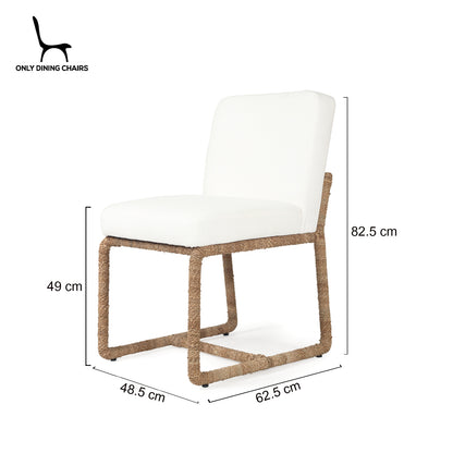 Stonehurst | Coastal White Fabric Robe Weave Metal Dining Chair