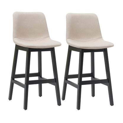 Modern Sand Fabric Wooden Bar Stools