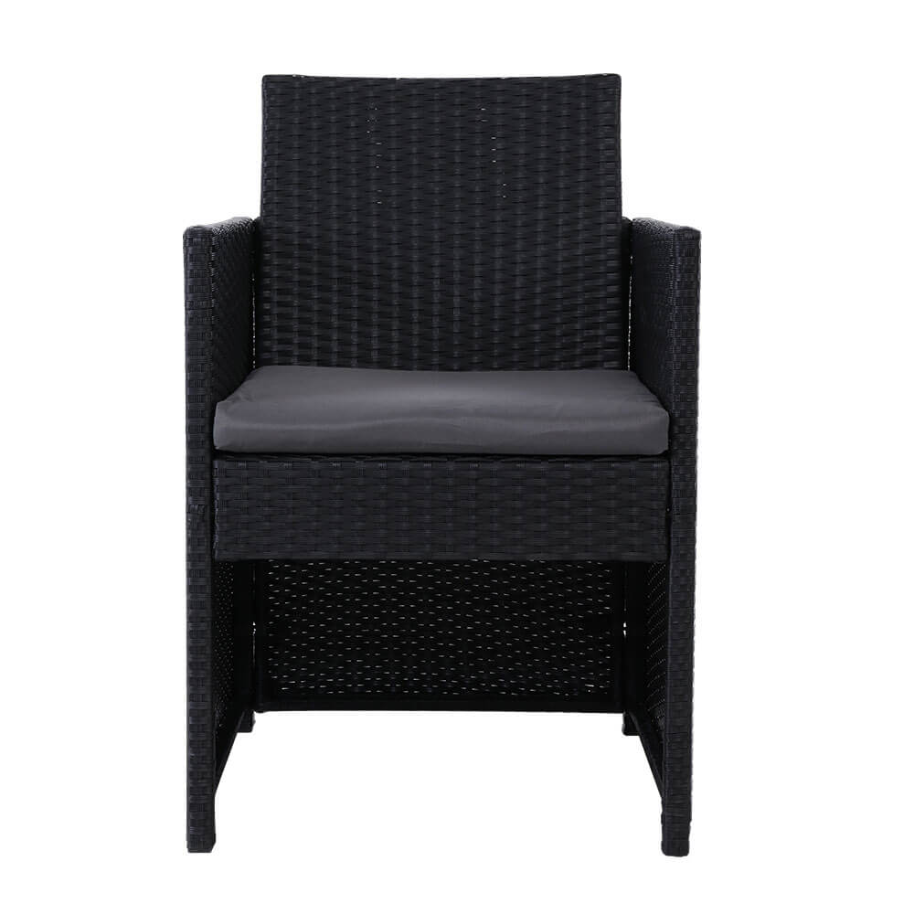 Sunnyhill | Black PE Wicker Outdoor Dining Chairs With Arms | Set Of 2 | Black