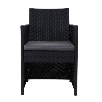 Sunnyhill | Black PE Wicker Outdoor Dining Chairs With Arms | Set Of 2 | Black