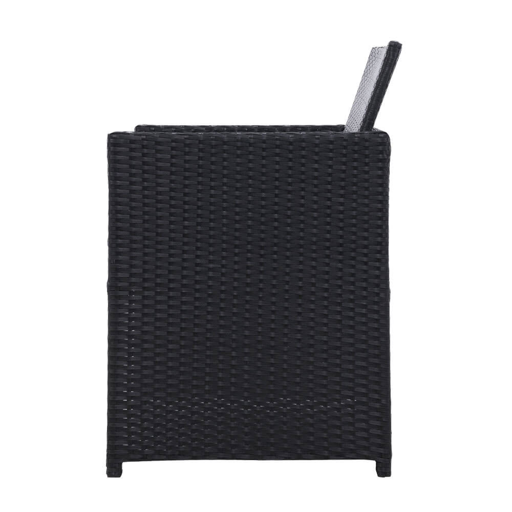 Sunnyhill | Black PE Wicker Outdoor Dining Chairs With Arms | Set Of 2 | Black