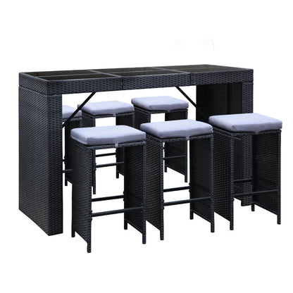 Sunnyside Sanford | Coastal Black PE Wicker Outdoor Bar Stool Set | Black