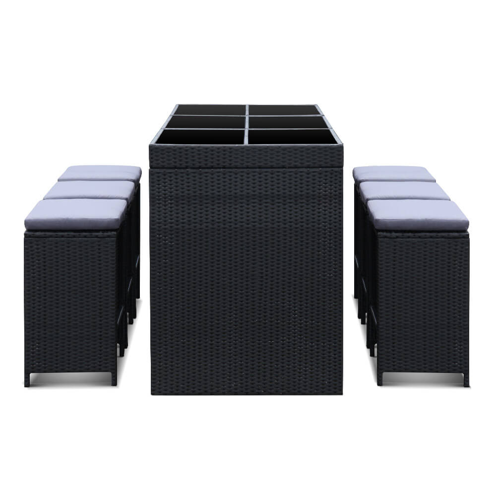 Sunnyside Sanford | Coastal Black PE Wicker Outdoor Bar Stool Set | Black