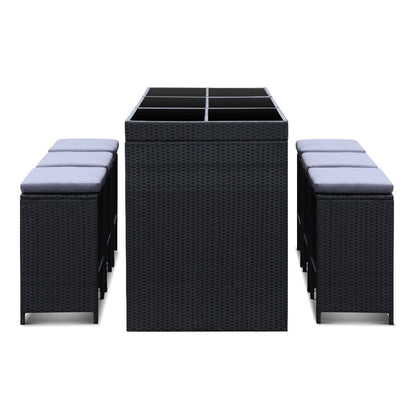 Sunnyside Sanford | Coastal Black PE Wicker Outdoor Bar Stool Set | Black