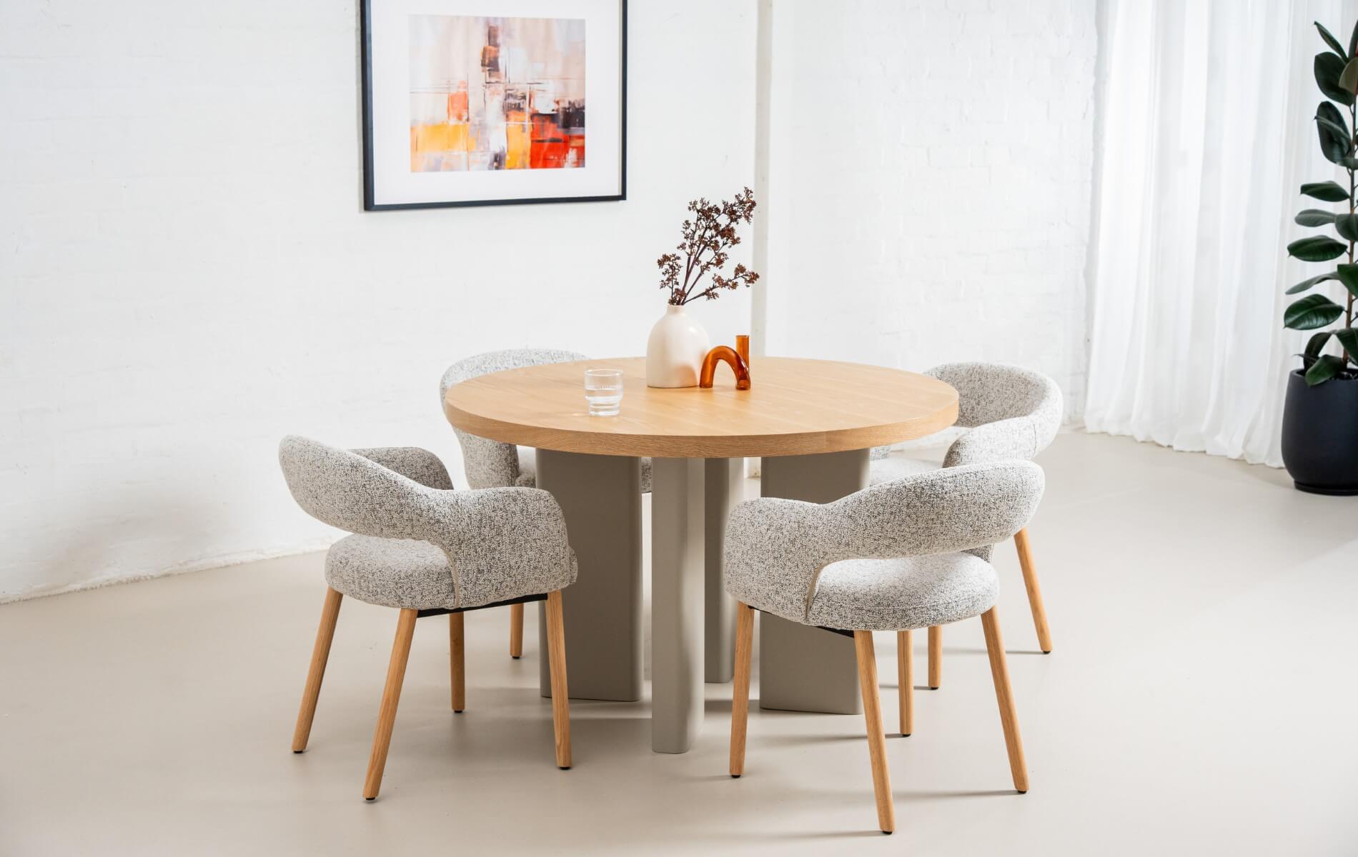 Macquarie | Sand Fabric Modern Dining Chairs With Arms | Sand