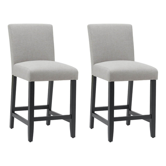Contemporary Taupe Fabric Wooden Bar Stools