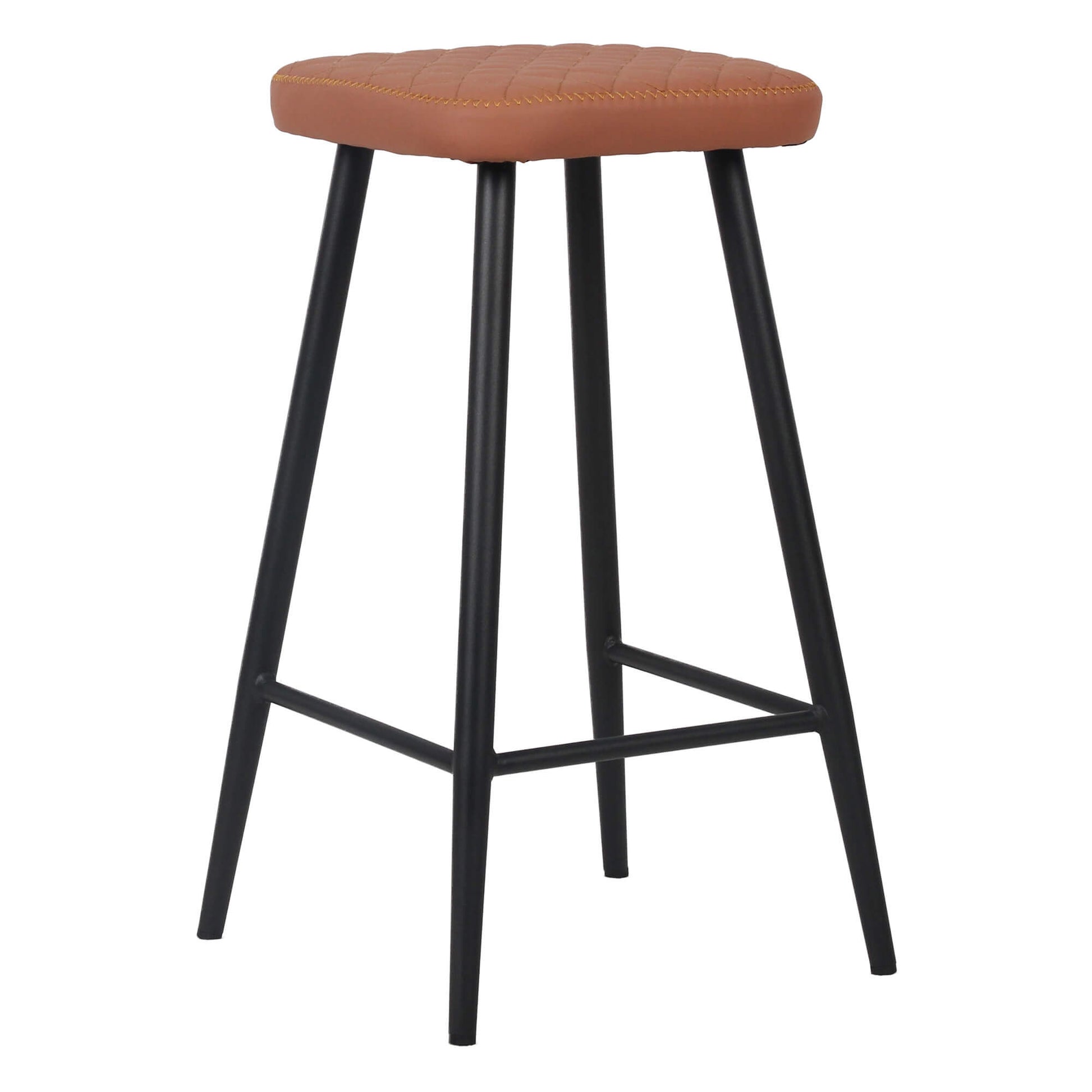 Tamar Industrial Metal Black Tan PU Leather Bar Stools | Tan