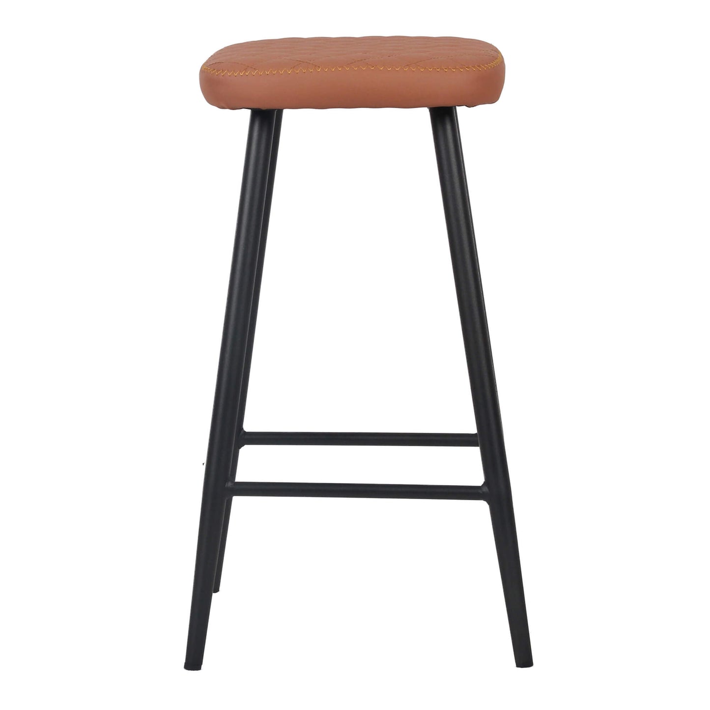 Tamar Industrial Metal Black Tan PU Leather Bar Stools | Tan