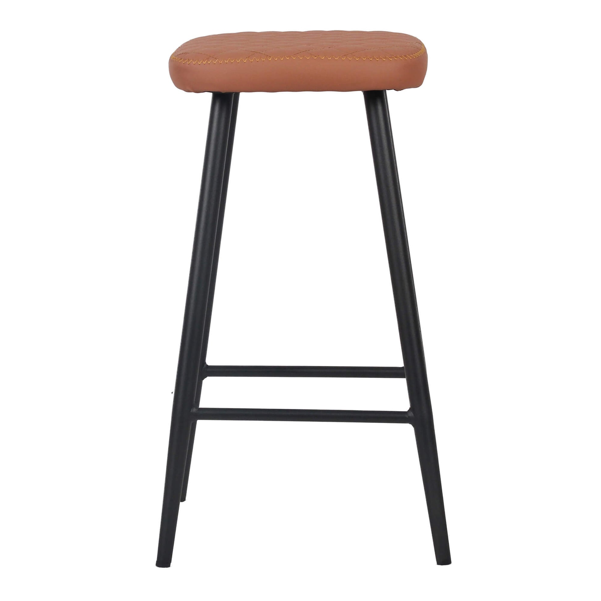 Tamar Industrial Metal Black Tan PU Leather Bar Stools | Tan