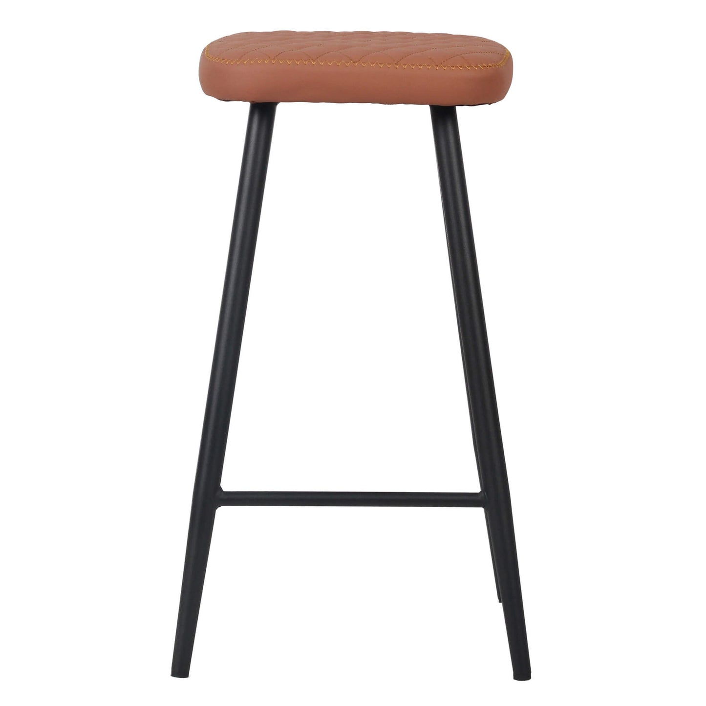 Tamar Industrial Metal Black Tan PU Leather Bar Stools | Tan