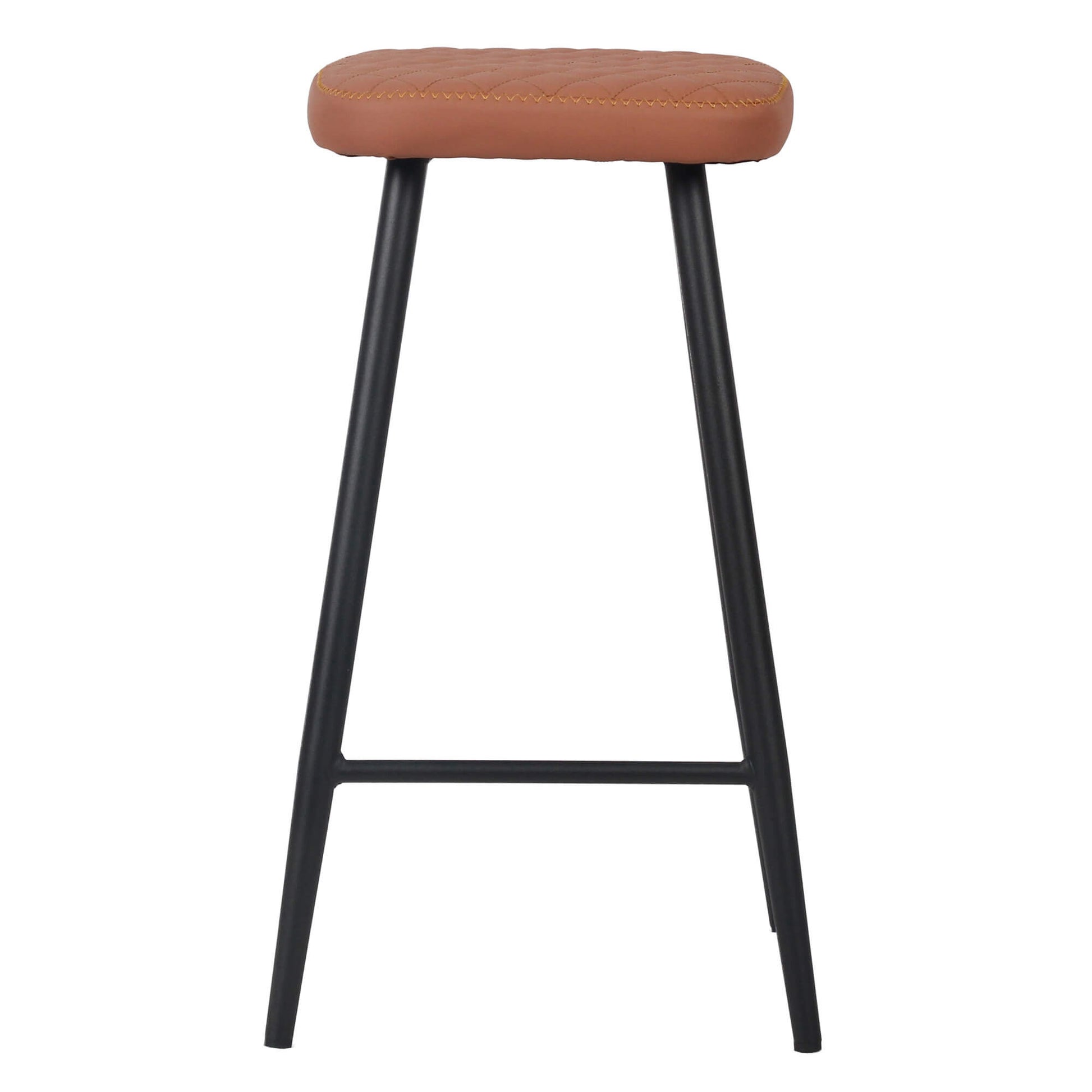 Tamar Industrial Metal Black Tan PU Leather Bar Stools | Tan