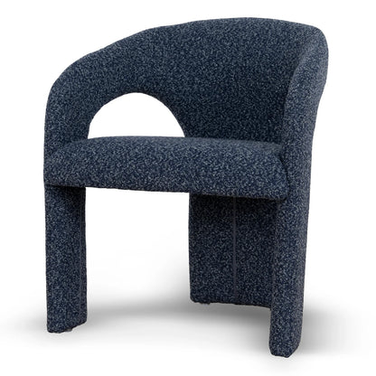 Tarcoola | Modern Metal Midnight Blue Beige Textured Fabric Dining Chairs With Arms | Blue