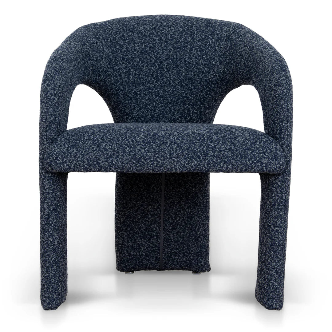 Tarcoola | Modern Metal Midnight Blue Beige Textured Fabric Dining Chairs With Arms | Blue
