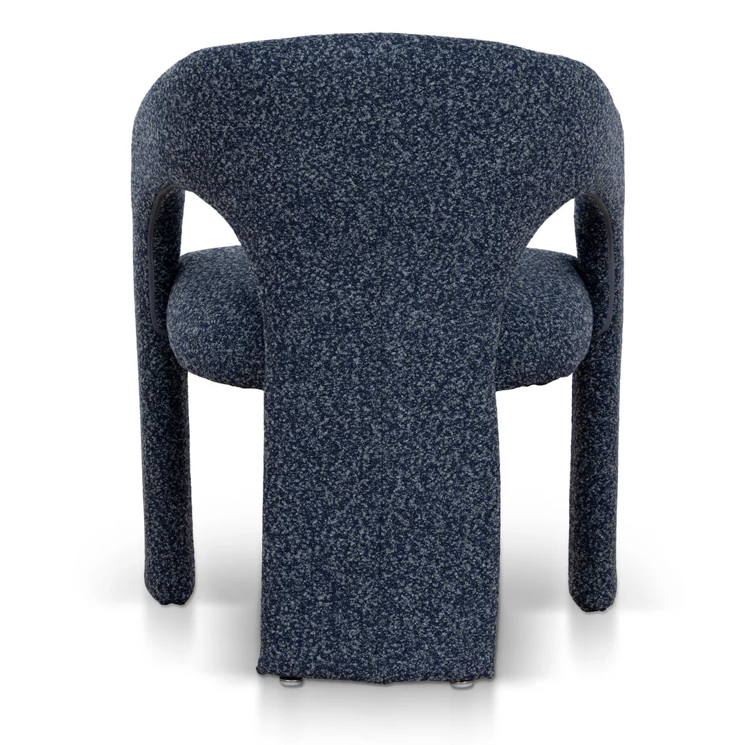 Tarcoola | Modern Metal Midnight Blue Beige Textured Fabric Dining Chairs With Arms | Blue