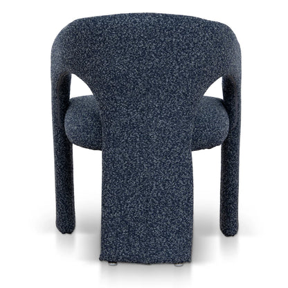 Tarcoola | Modern Metal Midnight Blue Beige Textured Fabric Dining Chairs With Arms | Blue