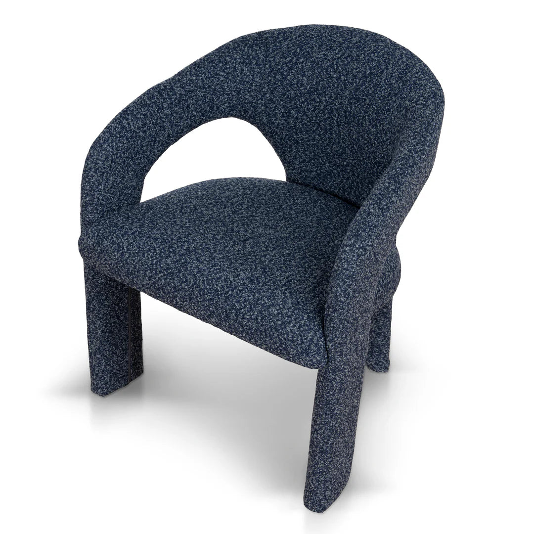 Tarcoola | Modern Metal Midnight Blue Beige Textured Fabric Dining Chairs With Arms | Blue