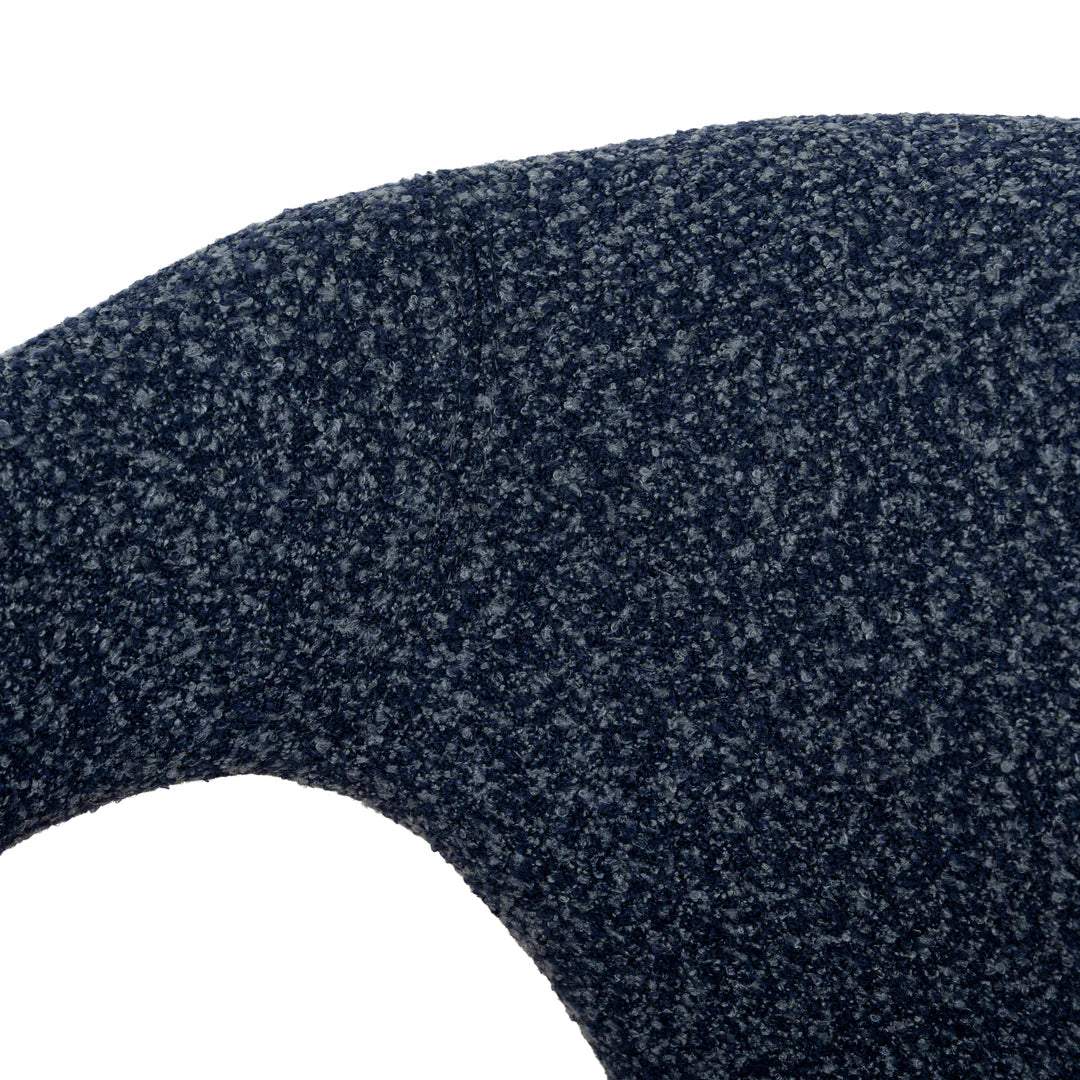 Tarcoola | Modern Metal Midnight Blue Beige Textured Fabric Dining Chairs With Arms | Blue